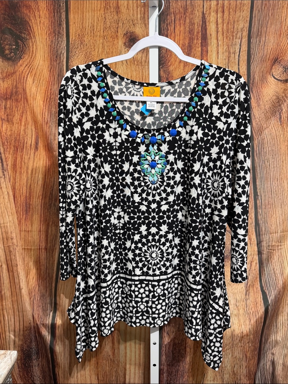 Ruby Rd. Beaded Asymmetrical Blouse Size PL